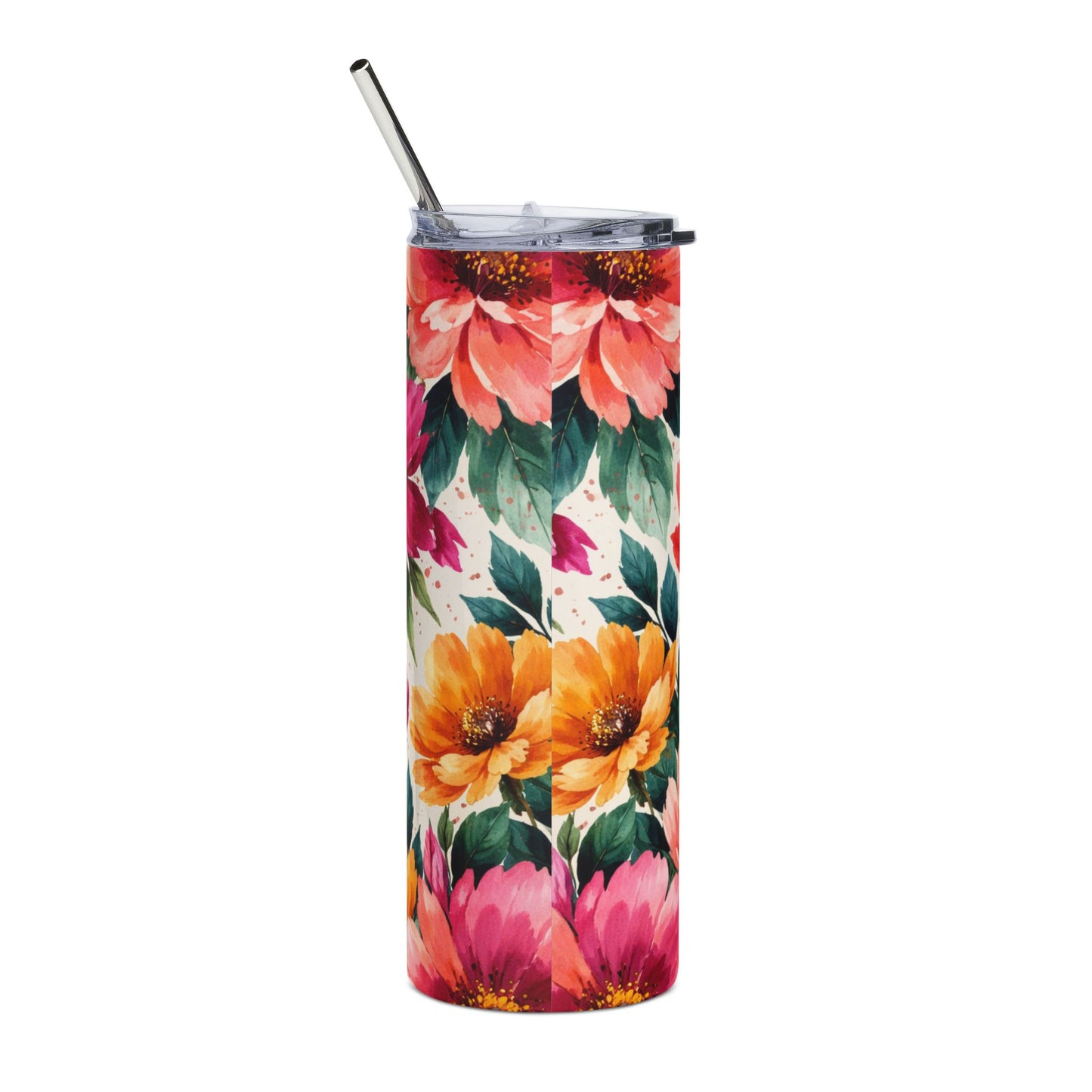 Electric Wildflower Garden Pattern – Splatter Bloom Collection — 20oz Stainless Steel Tumbler