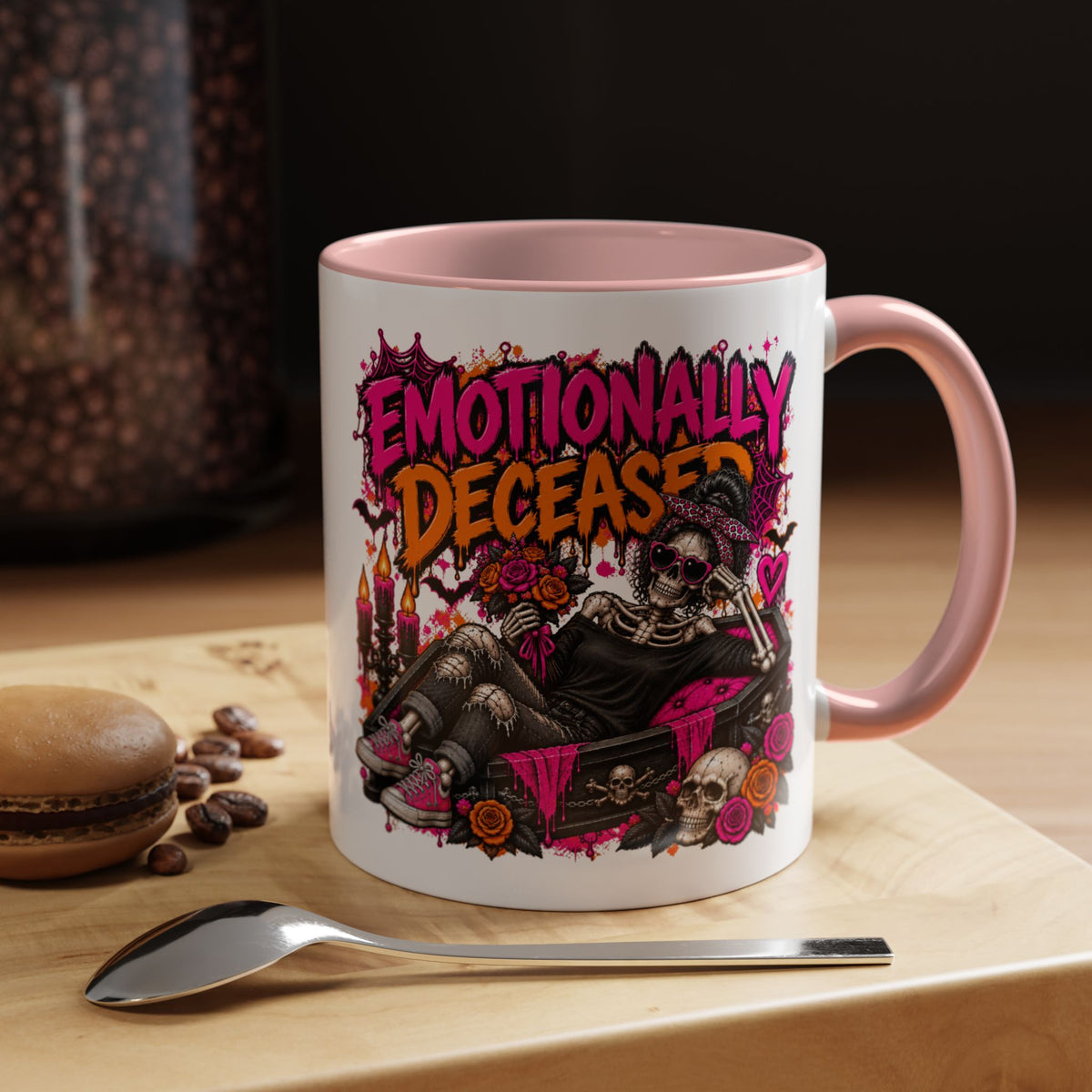 Emotionally Deceased Coffee Mug | Sarcastic Gothic Ceramic Mug by Subbin4Sanity