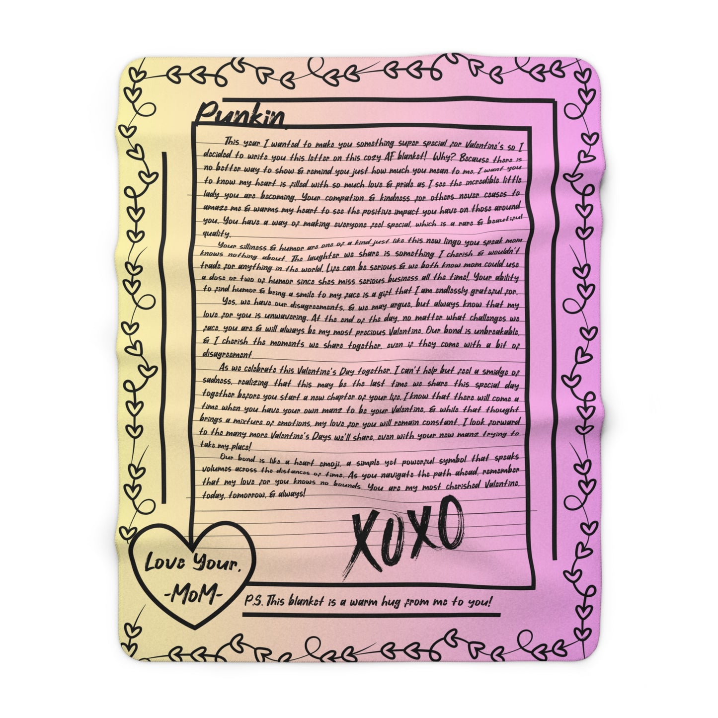 Custom Valentines Sherpa Fleece Blanket