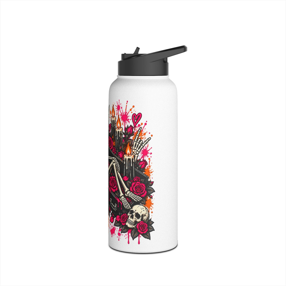 Dead & Unbothered Stainless Steel Water Bottle | Gothic Skeleton Insulated Bottle by Subbin4Sanity
