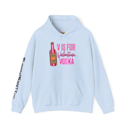 "V Is For Vodka" Valentines Hoodie – Cute Graphic Pullover | Unisex Cozy Valentine’s Day Hoodie