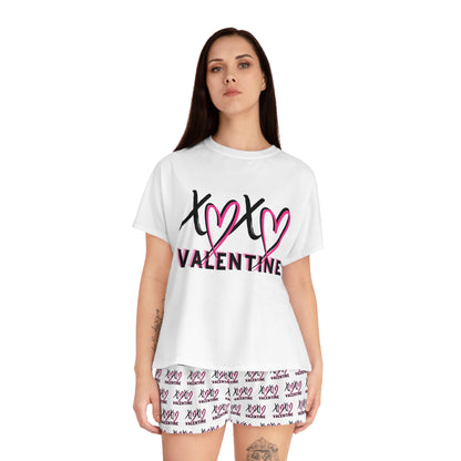 XOXO Valentine Pajama Set | Women’s Valentine Graphic Short Pajama Set by Subbin4Sanity