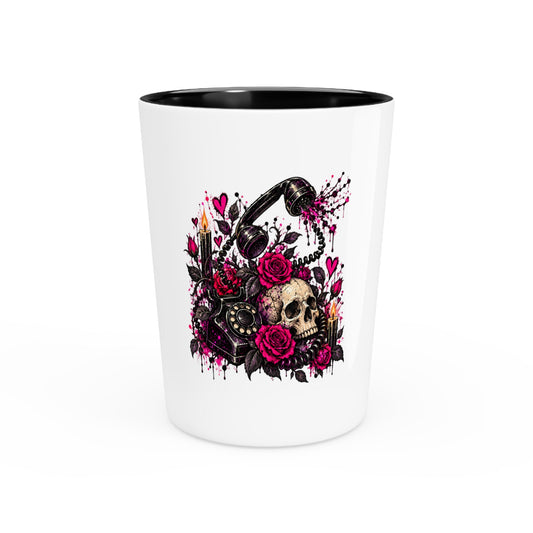 Karma’s Calling Shot Glass | Gothic Skull & Telephone Drinking Glass by Subbin4Sanity