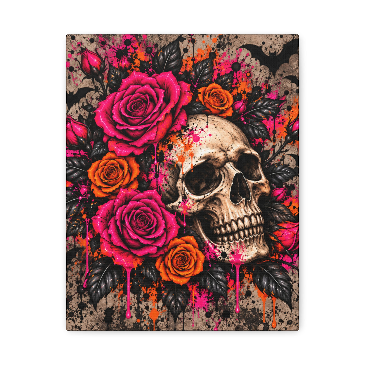 Deadly Blooms Halloween Canvas | Gothic Skull & Rose Wall Art by Subbin4Sanity
