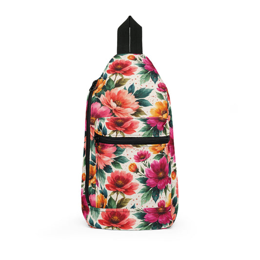 Electric Wildflower Garden Pattern – Splatter Bloom Collection – Crossbody Sling Bag