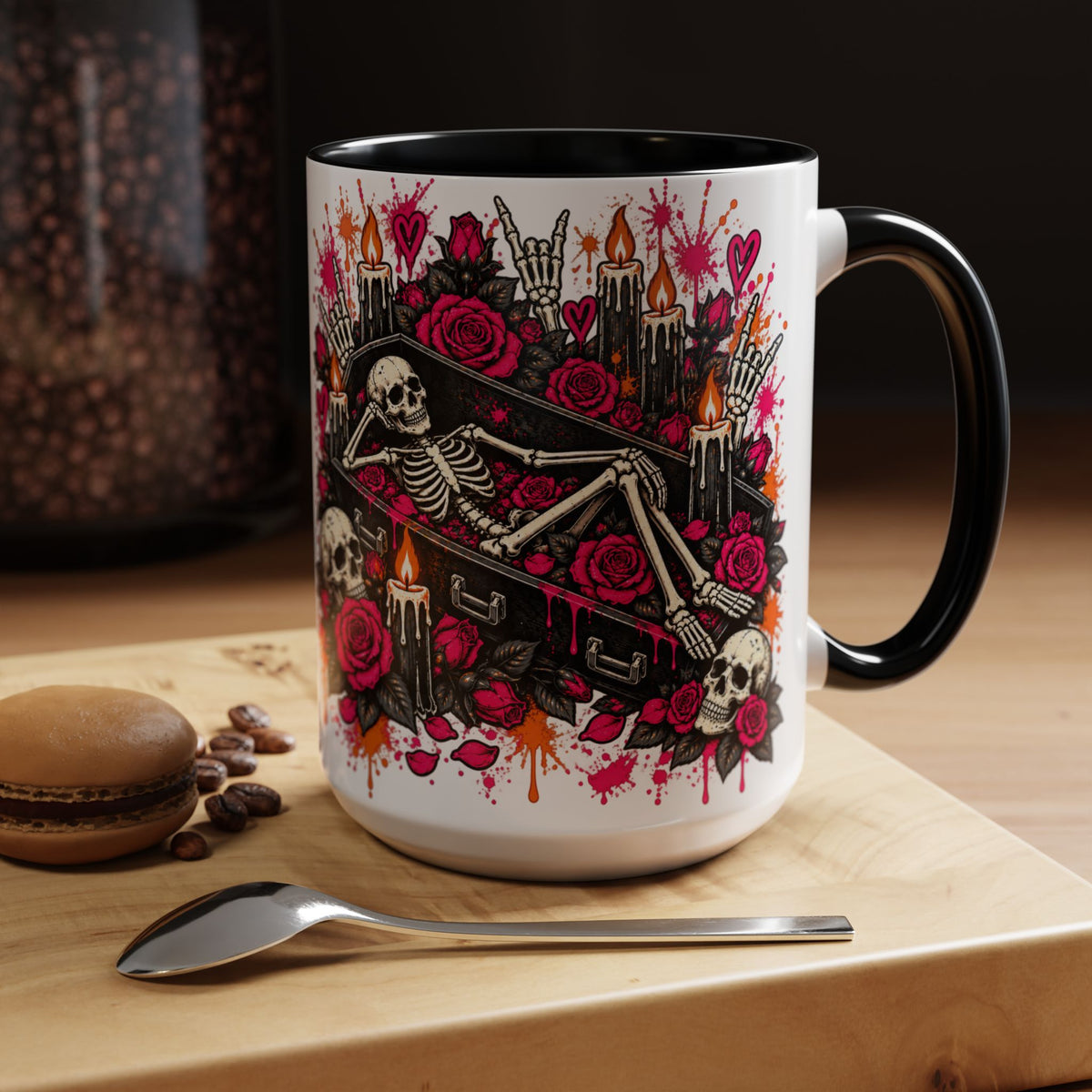 Dead & Unbothered Coffee Mug | Gothic Skeleton Ceramic Mug by Subbin4Sanity