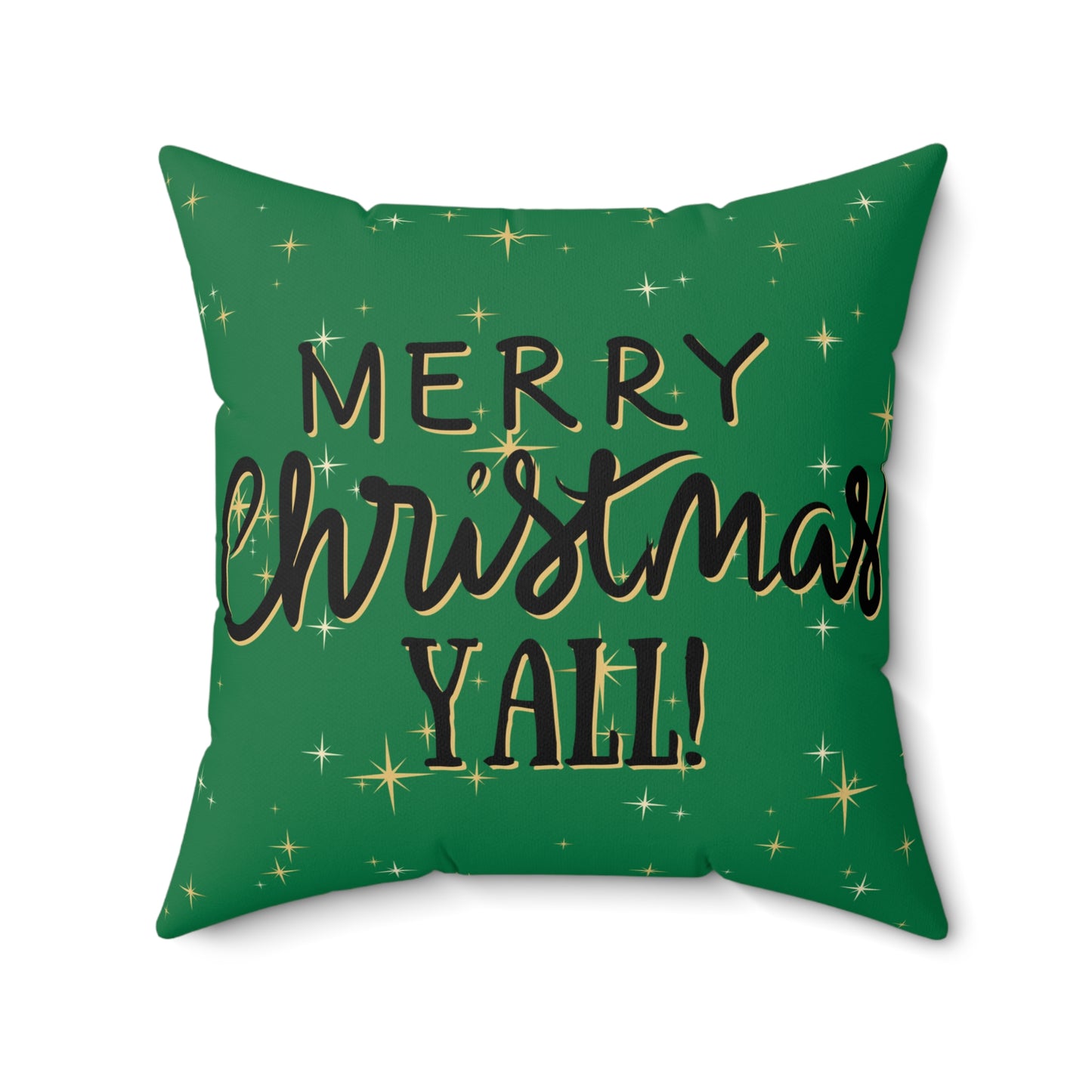 Christmas green Pillowcase & Pillow Insert with star pattern "merry christmas yall"