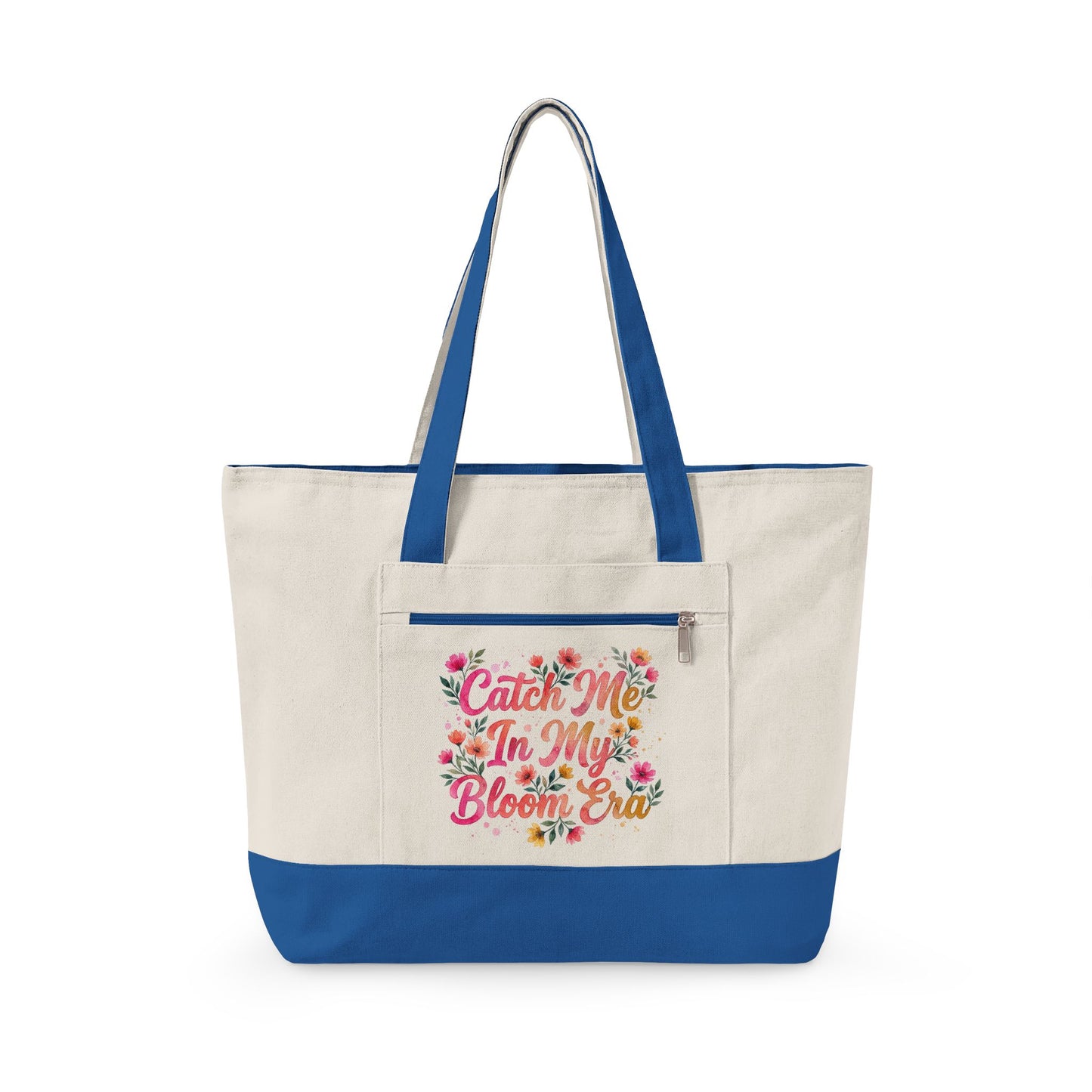 "Catch Me In My Bloom Era" — Zippered Tote Bag