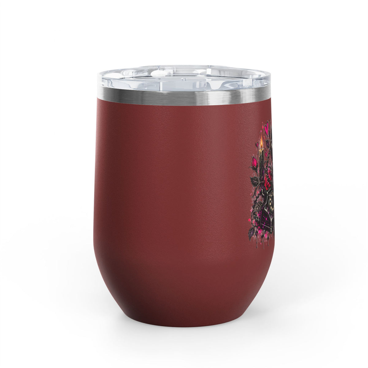 Karma’s Calling 12oz Wine Tumbler | Gothic Skull & Telephone Stainless Steel Cup by Subbin4Sanity