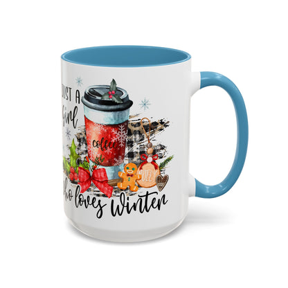 Christmas Coffee Mug, 11oz, "Just a girl who loves winter!"