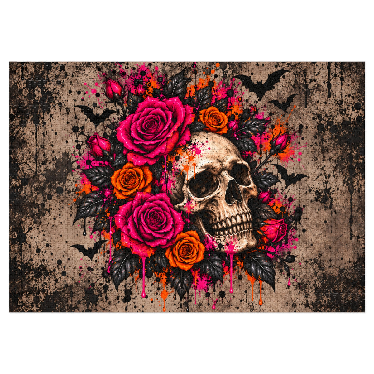 Deadly Blooms Halloween Jigsaw Puzzle | Gothic Floral Skull Puzzle by Subbin4Sanity