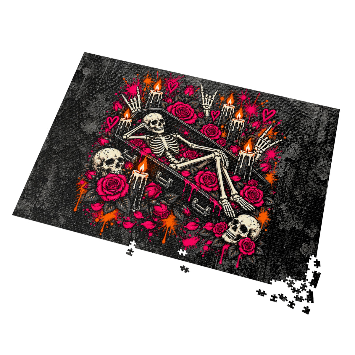 Dead & Unbothered Halloween Jigsaw Puzzle | Gothic Skeleton Statement Puzzle by Subbin4Sanity