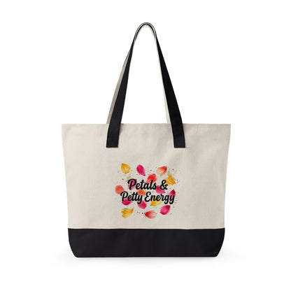 "Petals & Petty Energy" — Zippered Tote Bag