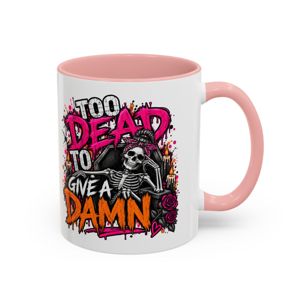 Too Dead To Give A Damn Coffee Mug | Sarcastic Gothic Ceramic Mug by Subbin4Sanity