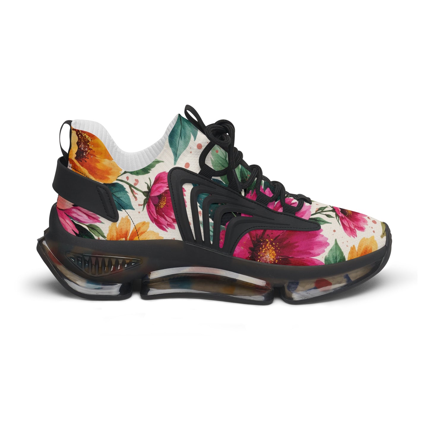 Electric Wildflower Garden Pattern – Splatter Bloom Collection — Lightweight Women's Breathable Athletic Mesh Sneakers