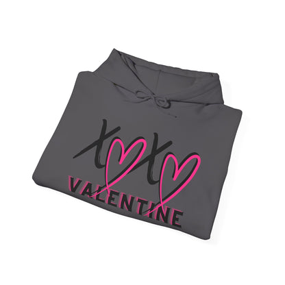 XOXO Valentine Hoodie | Cute Pink Heart Graphic Cozy Pullover by Subbin4Sanity
