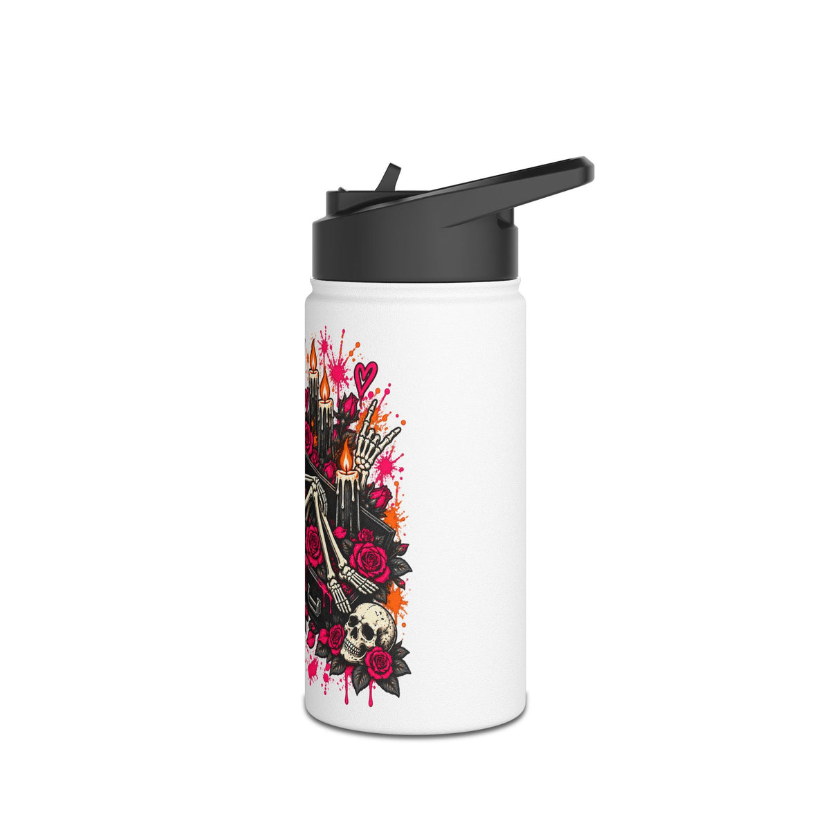 Dead & Unbothered Stainless Steel Water Bottle | Gothic Skeleton Insulated Bottle by Subbin4Sanity