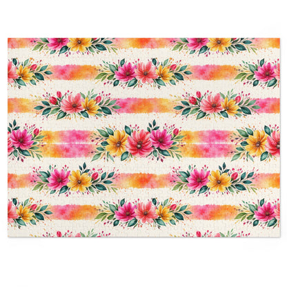 Wildflower Garden Stripe Pattern – Splatter Bloom Collection – Puzzle & Tin Storage Box