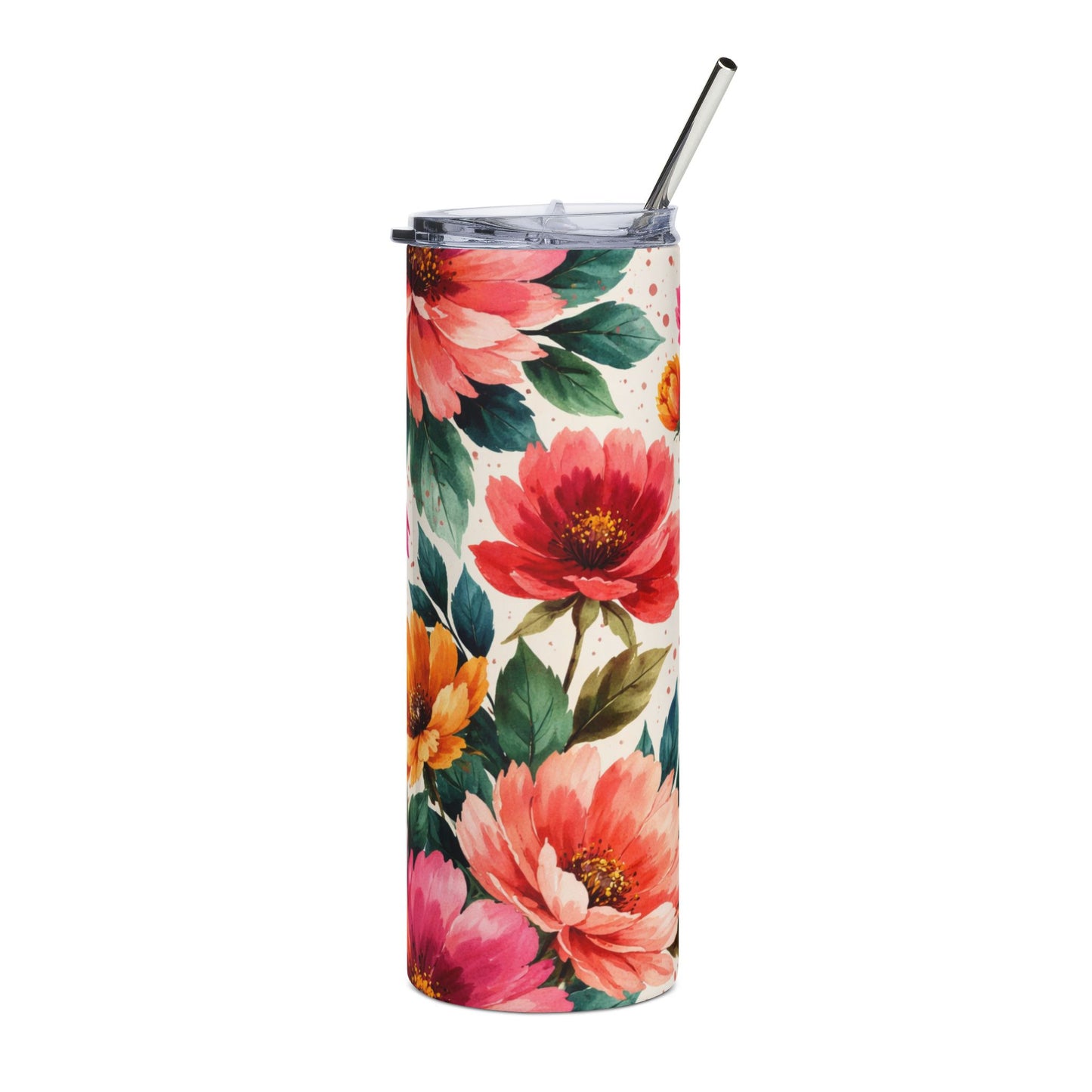 Electric Wildflower Garden Pattern – Splatter Bloom Collection — 20oz Stainless Steel Tumbler