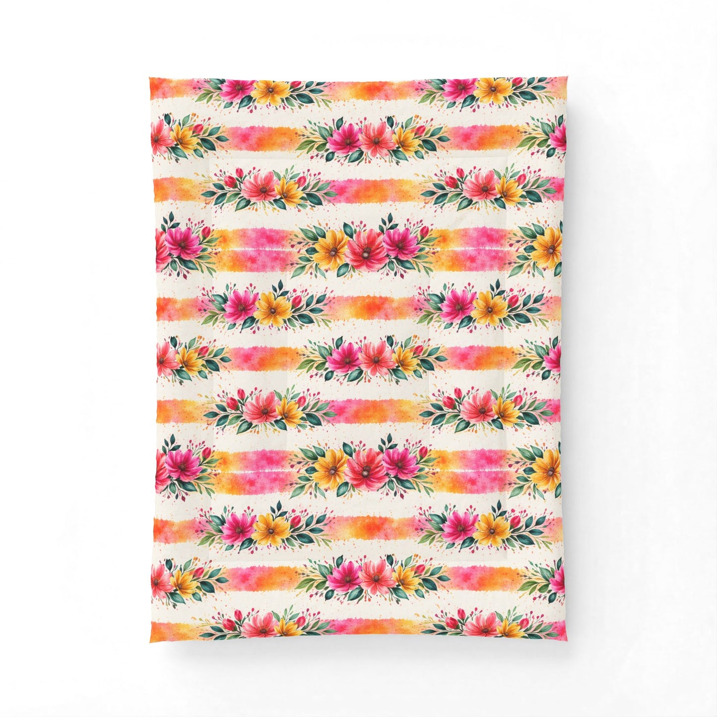 Wildflower Garden Stripe Pattern – Splatter Bloom Collection – Comforter