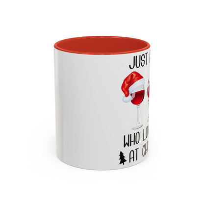 Christmas Coffee Mug, 11oz, "Just A Girl Who Loves Wine At Christmas"