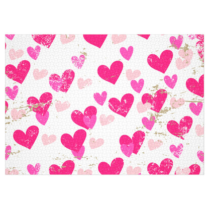 Heart Pattern Jigsaw Puzzle with Tin — Pink Hearts Valentine Puzzle Gift