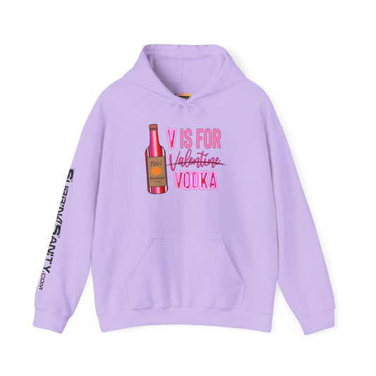 "V Is For Vodka" Valentines Hoodie – Cute Graphic Pullover | Unisex Cozy Valentine’s Day Hoodie