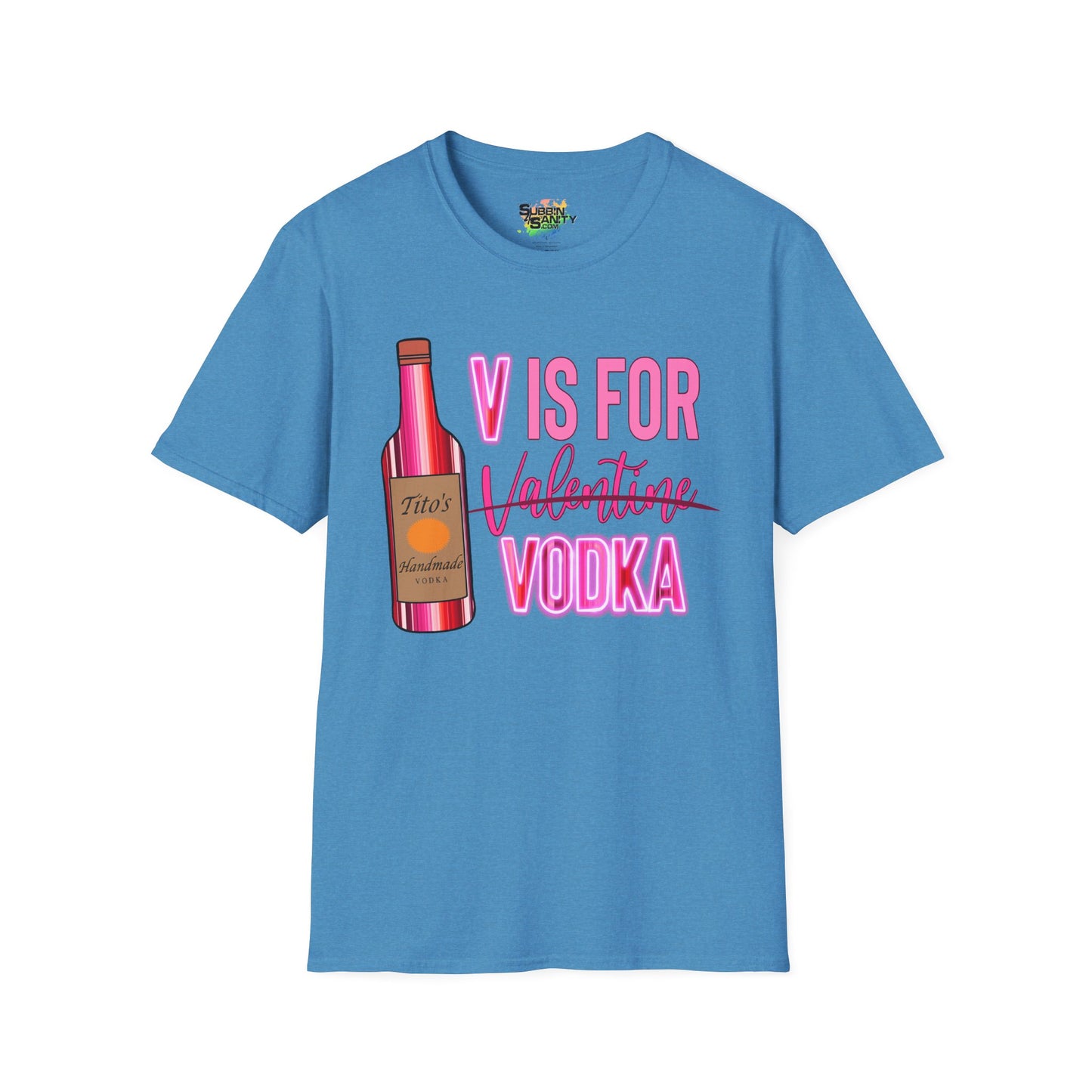 "V Is For Vodka" Valentine T-Shirt – Cute Graphic Tee | Unisex Softstyle Valentine’s Day Shirt