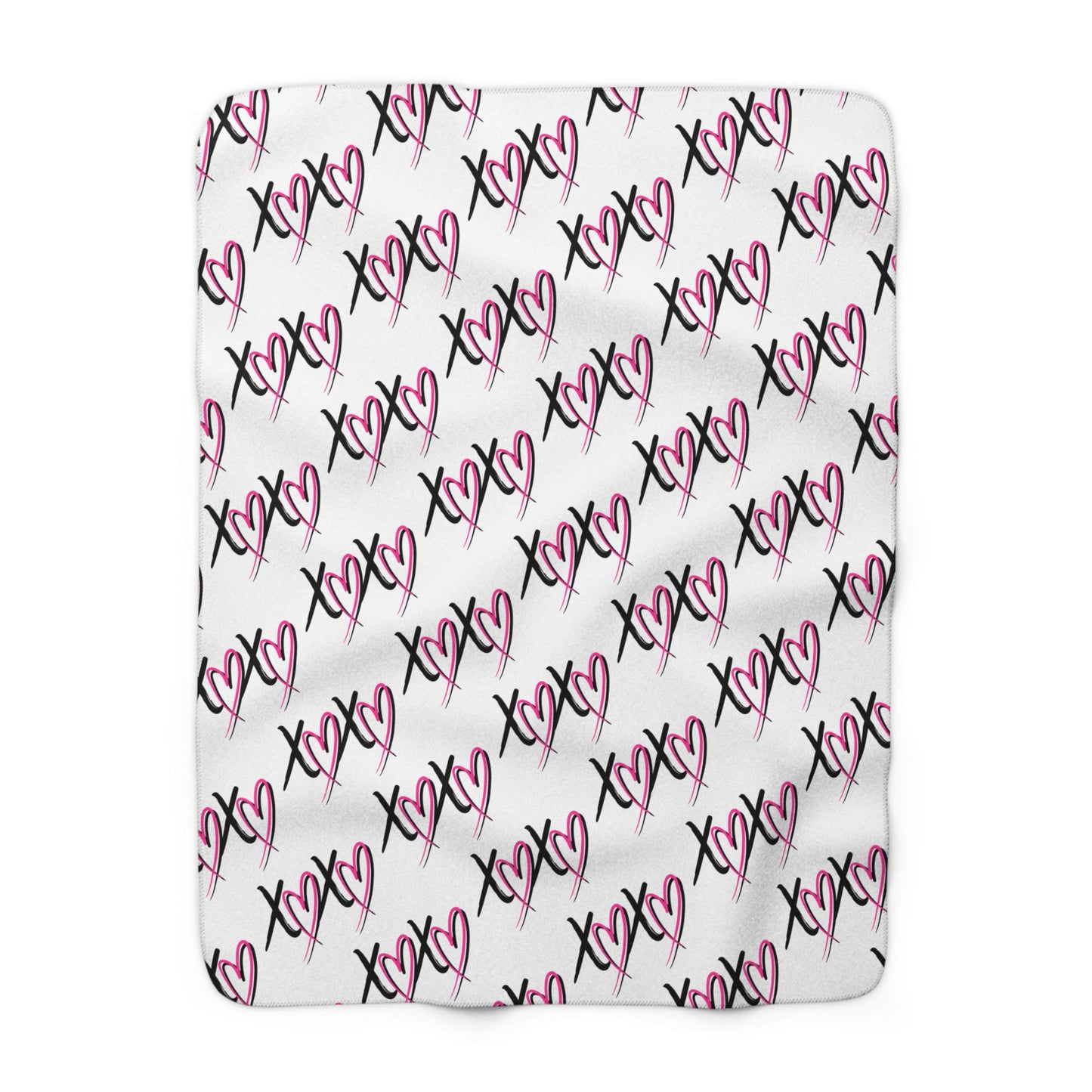 White XOXO Valentine’s sherpa fleece blanket cozy throw