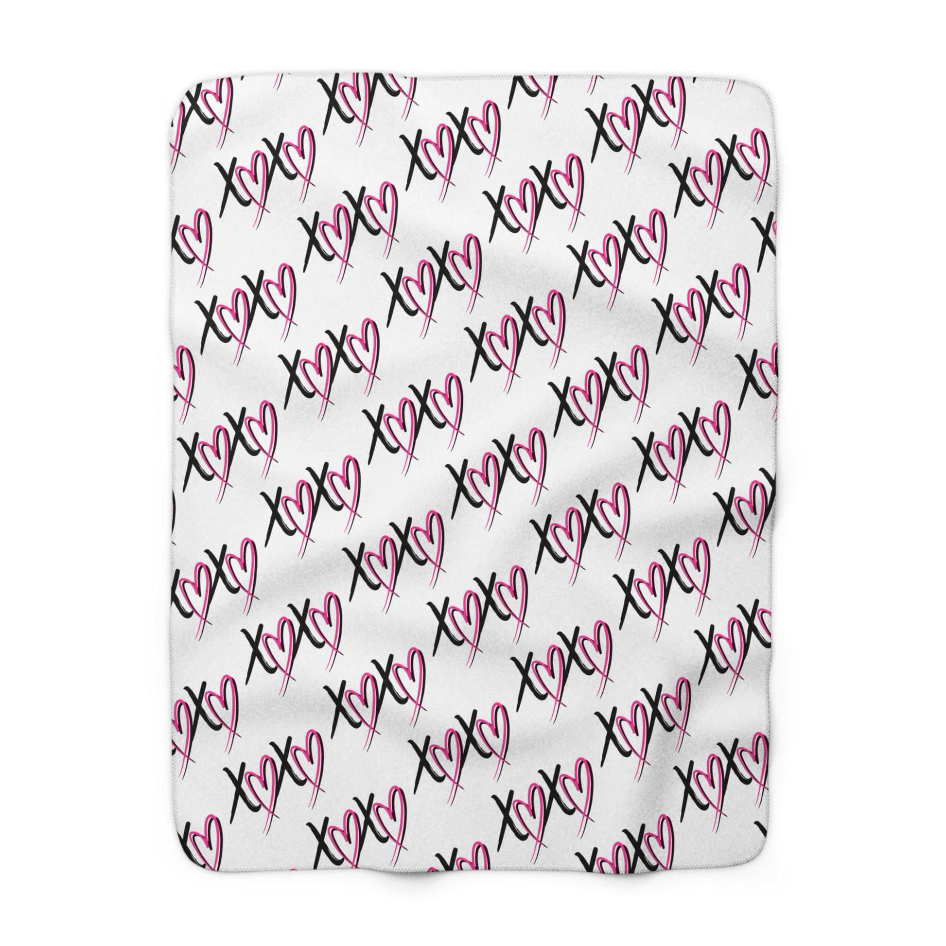 White XOXO Valentine’s sherpa fleece blanket cozy throw