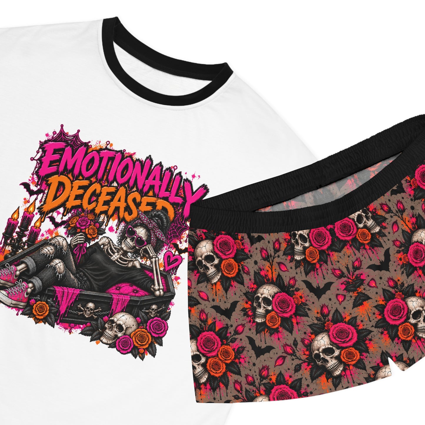 Emotionally Deceased Pajama Shorts Set | Funny Halloween Sleepwear for Women by Subbin4Sanity