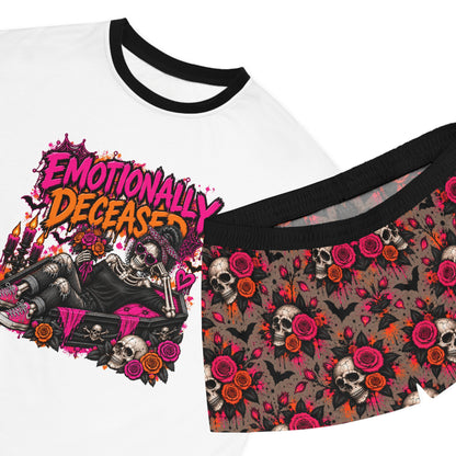 Emotionally Deceased Pajama Shorts Set | Funny Halloween Sleepwear for Women by Subbin4Sanity