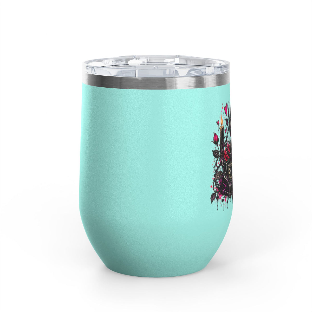 Karma’s Calling 12oz Wine Tumbler | Gothic Skull & Telephone Stainless Steel Cup by Subbin4Sanity