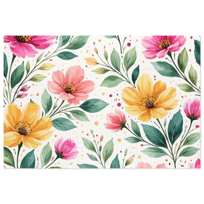 Watercolor Wildflower Garden Pattern – Splatter Bloom Collection – Puzzle & Tin Storage Box