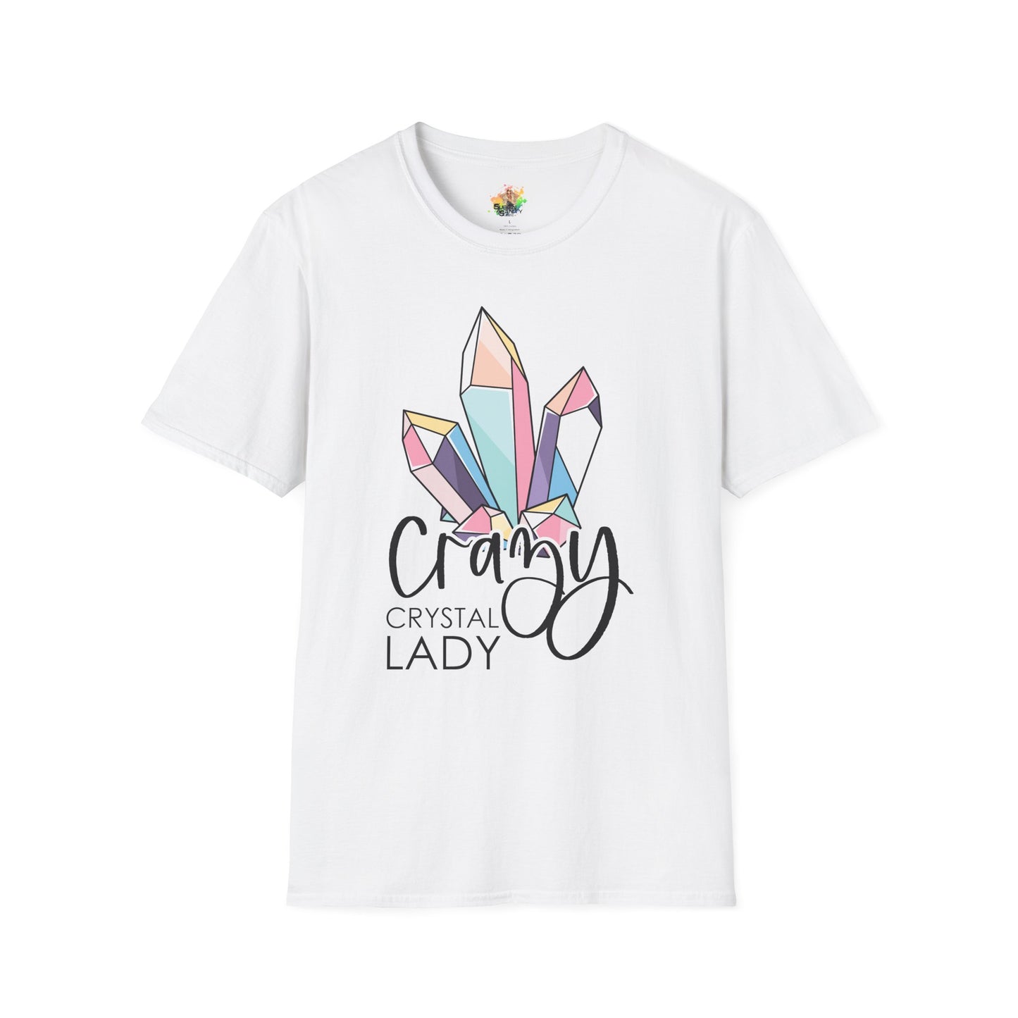 Crazy Crystal Lady Graphic T-Shirt | Funny Witchy Statement Tee by Subbin4Sanity