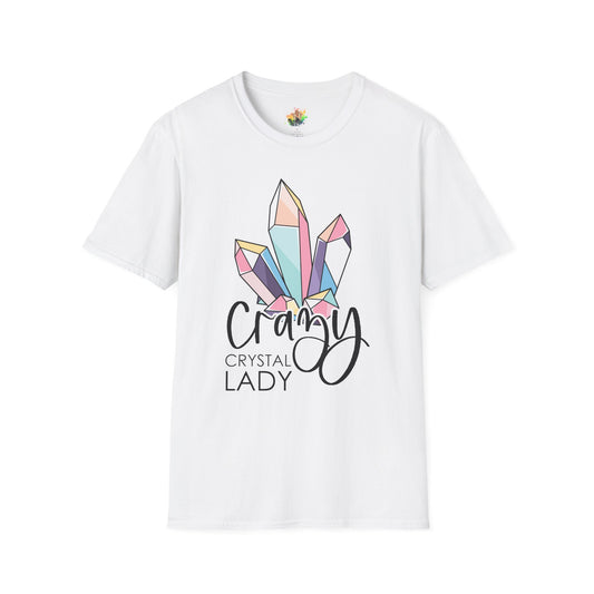 Crazy Crystal Lady Graphic T-Shirt | Funny Witchy Statement Tee by Subbin4Sanity