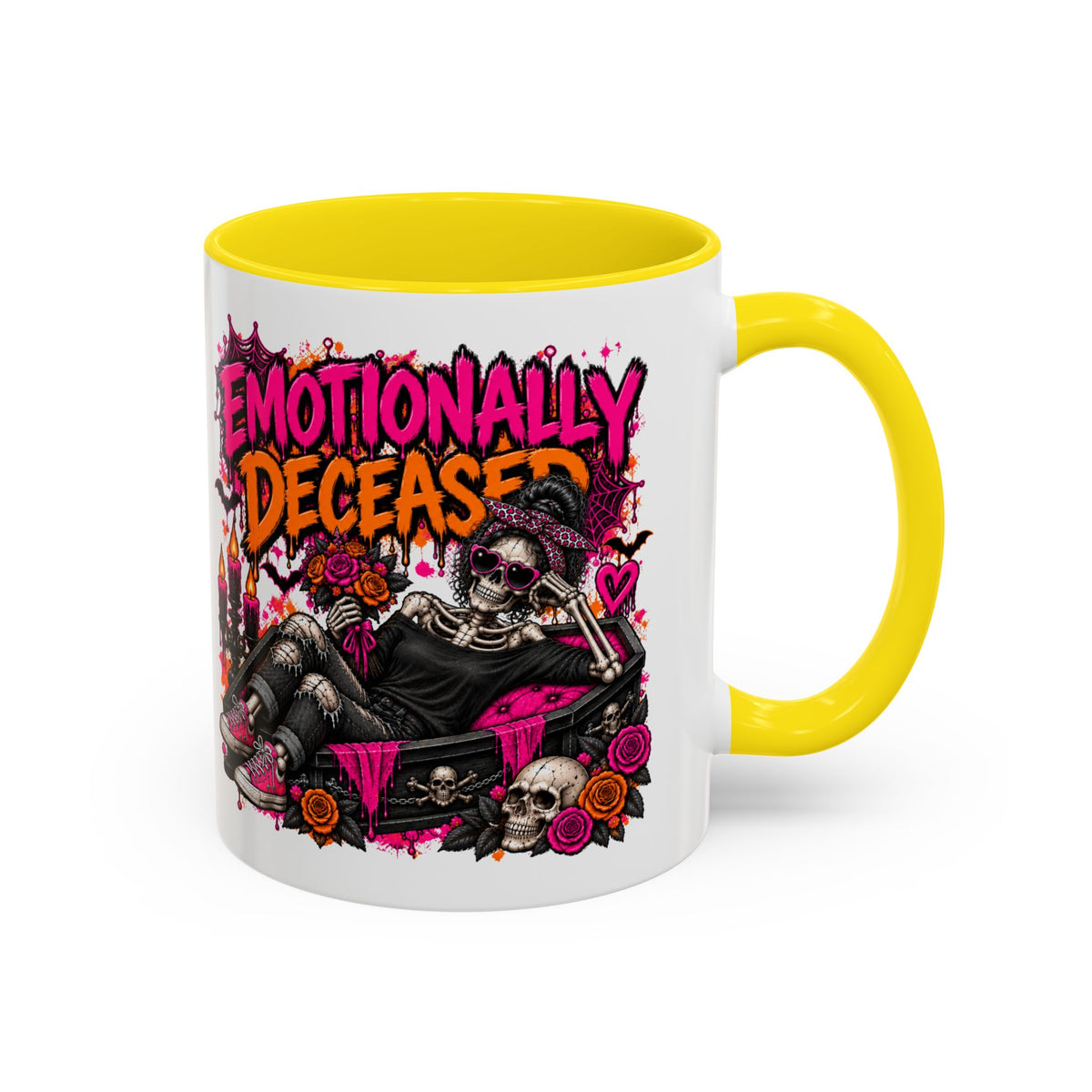 Emotionally Deceased Coffee Mug | Sarcastic Gothic Ceramic Mug by Subbin4Sanity