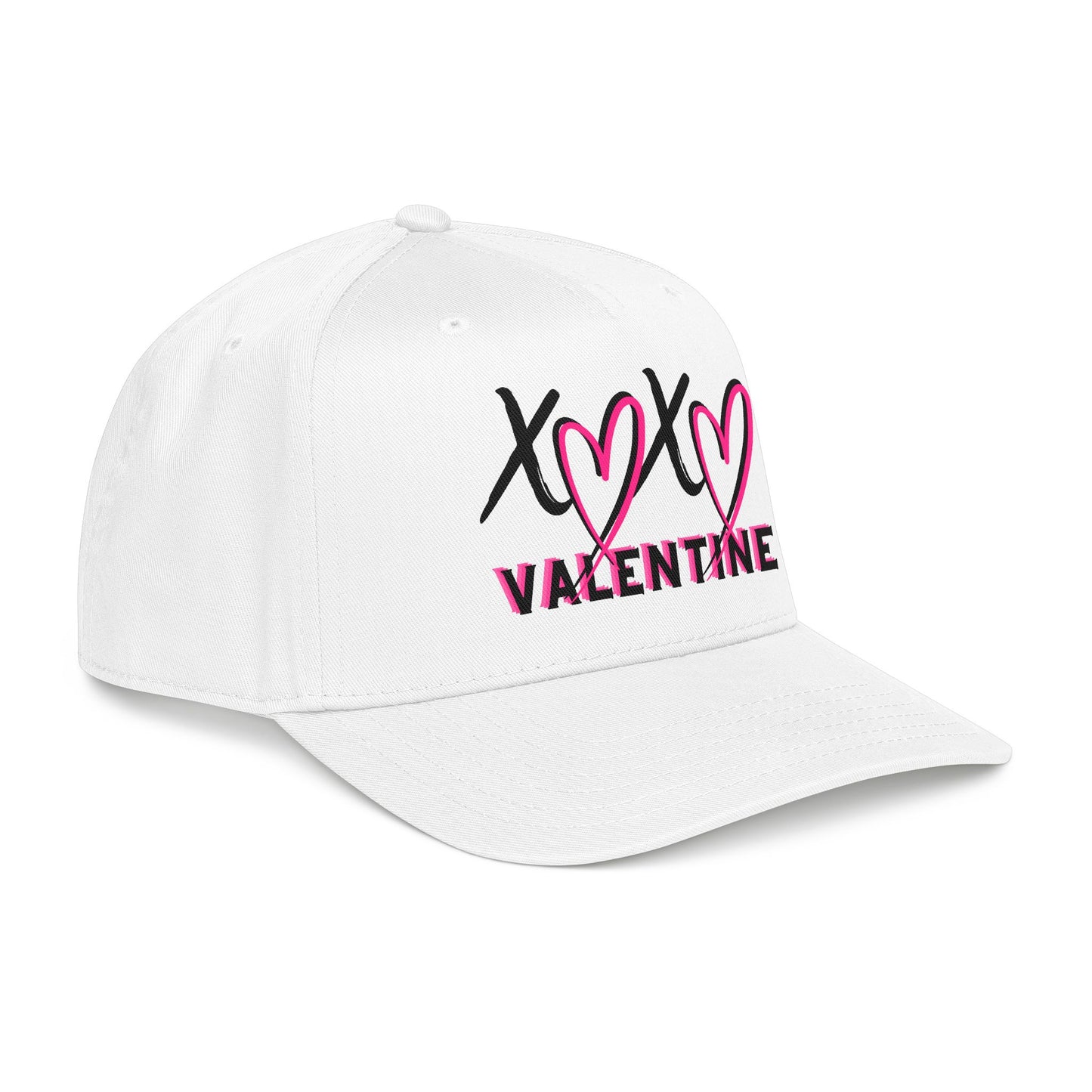 Valentine XOX Hearts Baseball Cap — Pink Heart DTF Valentine Hat