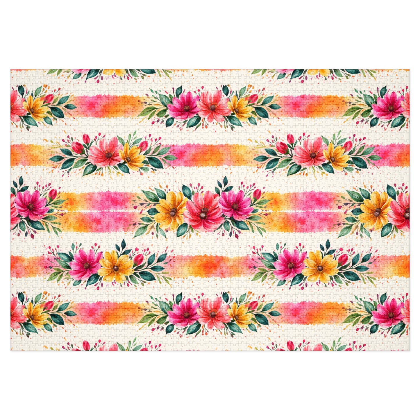 Wildflower Garden Stripe Pattern – Splatter Bloom Collection – Puzzle & Tin Storage Box