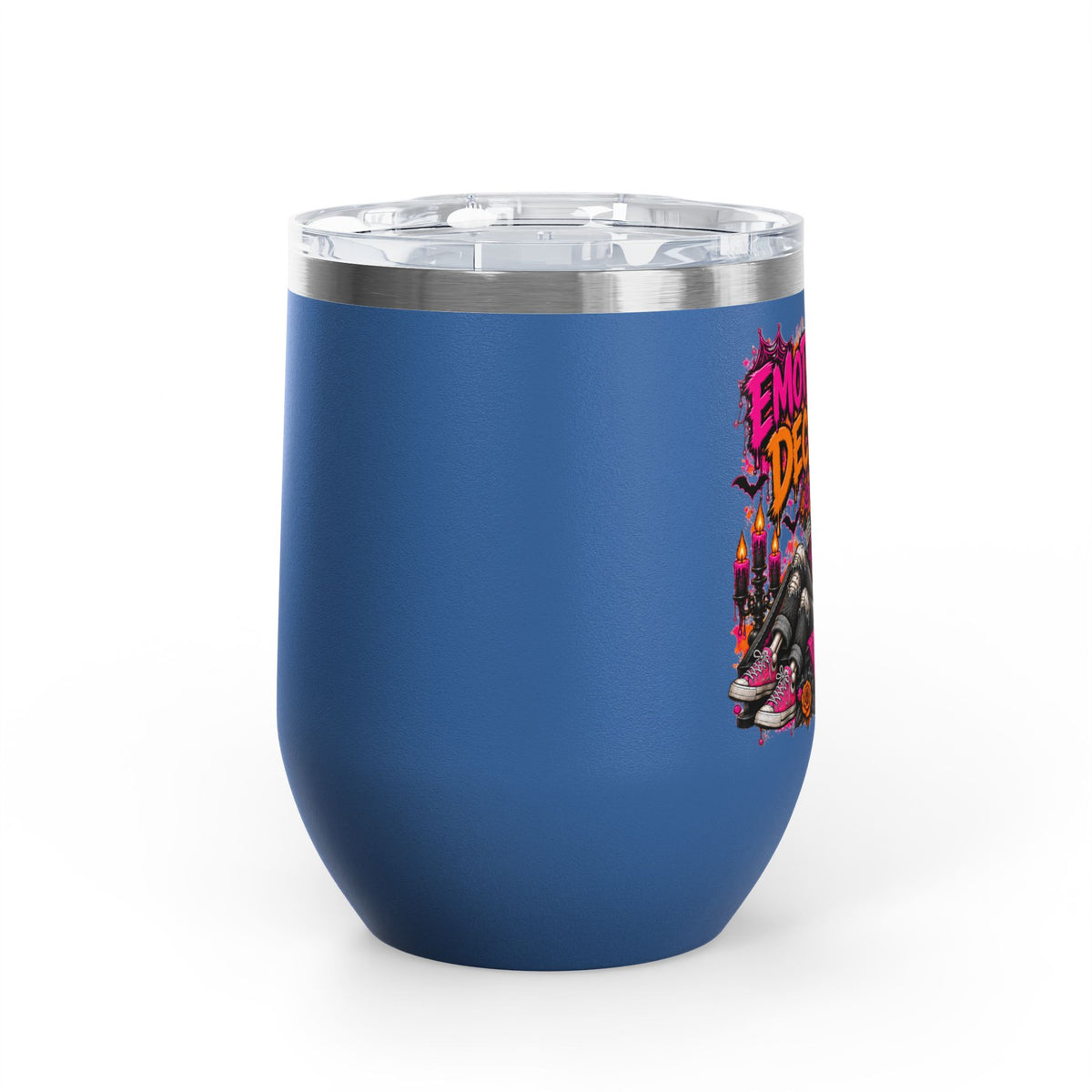 Emotionally Deceased 12oz Wine Tumbler | Dark Humor Gothic Stainless Steel Cup by Subbin4Sanity