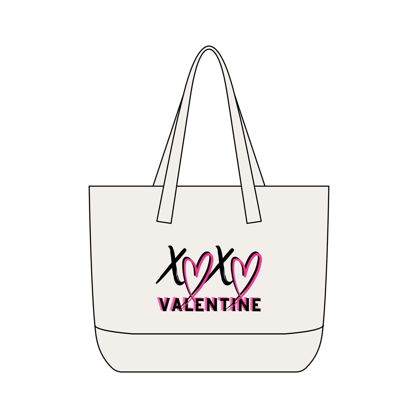 XOXO Valentine Energy Canvas Tote Bag | Zippered Pink Heart Love Tote by Subbin4Sanity