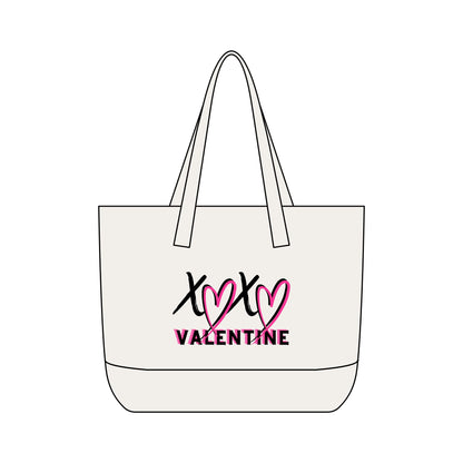 XOXO Valentine Energy Canvas Tote Bag | Zippered Pink Heart Love Tote by Subbin4Sanity