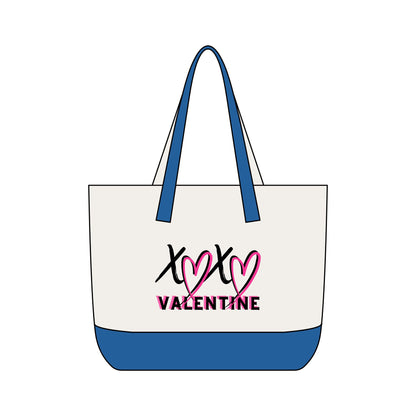XOXO Valentine Energy Canvas Tote Bag | Zippered Pink Heart Love Tote by Subbin4Sanity