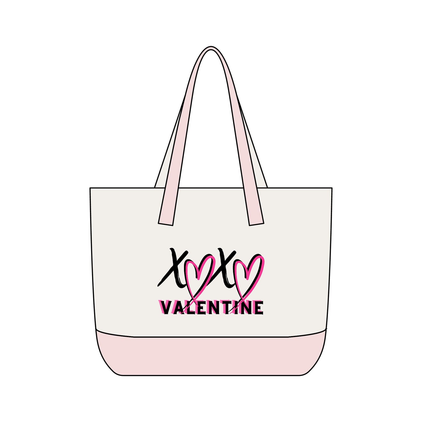 XOXO Valentine Energy Canvas Tote Bag | Zippered Pink Heart Love Tote by Subbin4Sanity