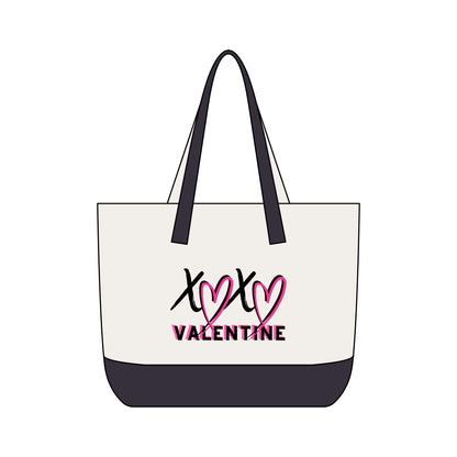 XOXO Valentine Energy Canvas Tote Bag | Zippered Pink Heart Love Tote by Subbin4Sanity