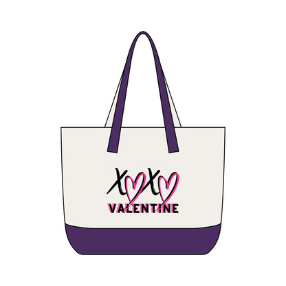 XOXO Valentine Energy Canvas Tote Bag | Zippered Pink Heart Love Tote by Subbin4Sanity