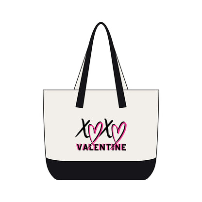 XOXO Valentine Energy Canvas Tote Bag | Zippered Pink Heart Love Tote by Subbin4Sanity