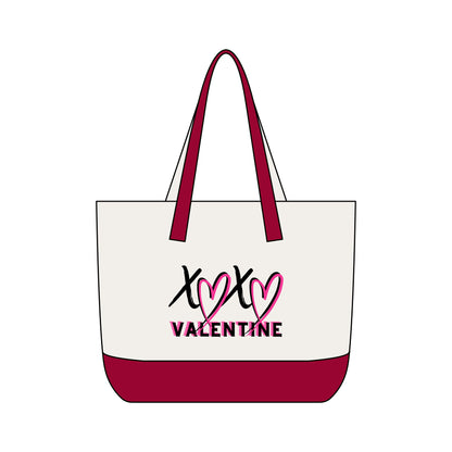 XOXO Valentine Energy Canvas Tote Bag | Zippered Pink Heart Love Tote by Subbin4Sanity