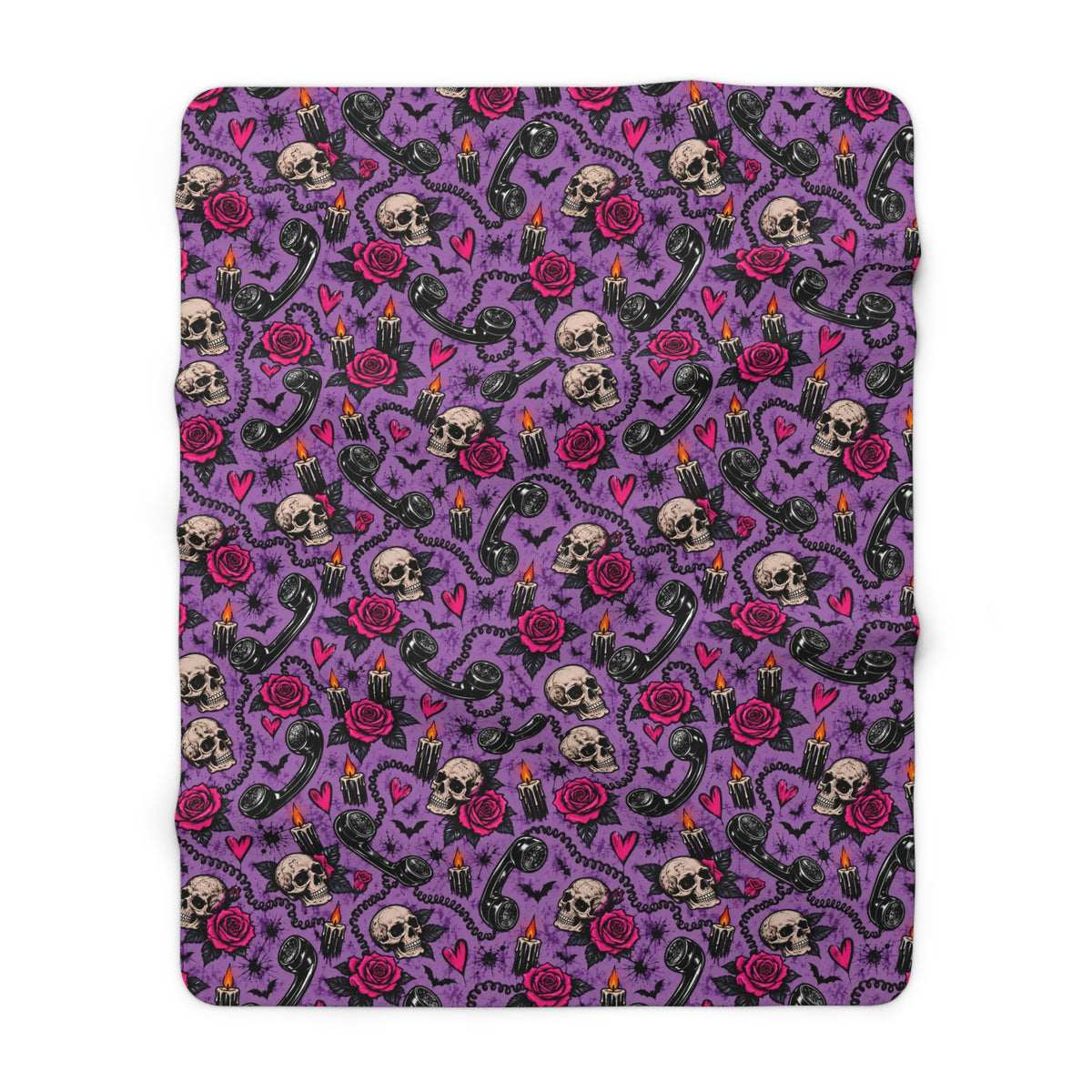 Karma’s Calling Sherpa Fleece Blanket | Purple Gothic Skull & Rose Throw by Subbin4Sanity