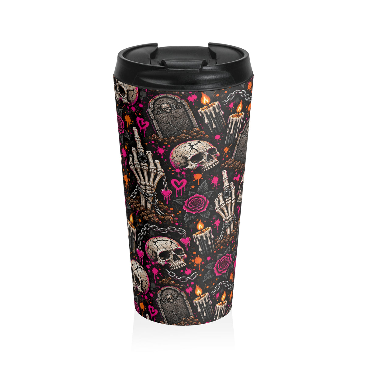 Dirt & Defiance Stainless-Steel Coffee Mug | Gothic Coffin & Skull Travel Mug by Subbin4Sanity